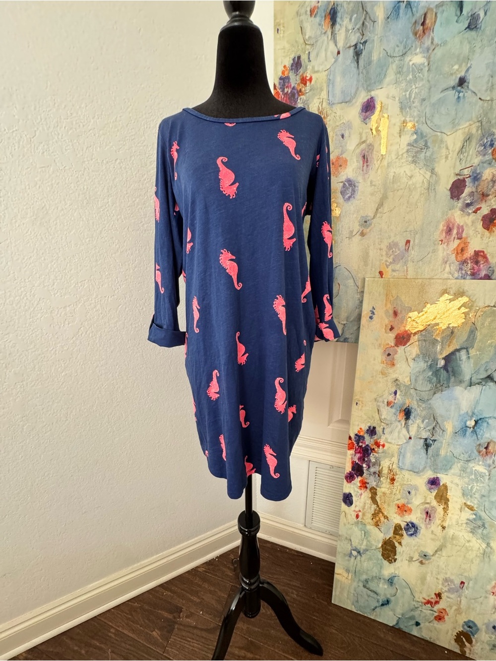 Lilly Pulitzer Sz S Arielle Tunic Dress Sea Horse Blue Flirty Sea